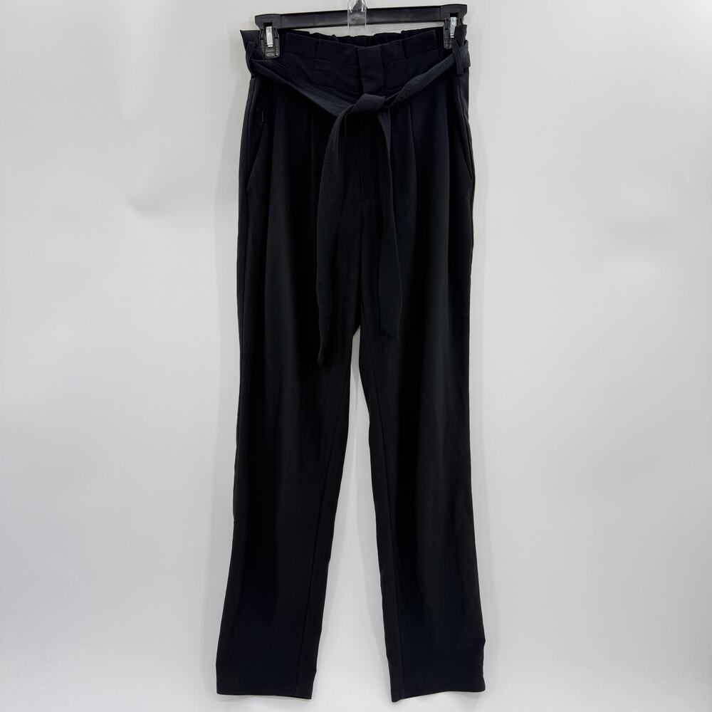 ATHLETA Skyline Pants Black Size 0 Paperbag Belt Lightweight Ankle High Waist